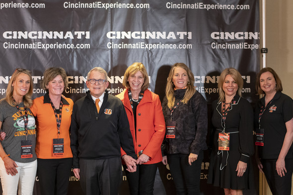 Governor and First Lady DeWine at the media availability in California.