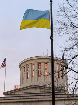 Ukraine flag at Ohio Statehouse