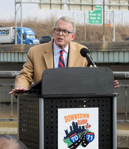 Governor DeWine speaks at the Downtown Ramp Up project announcement in Columbus.