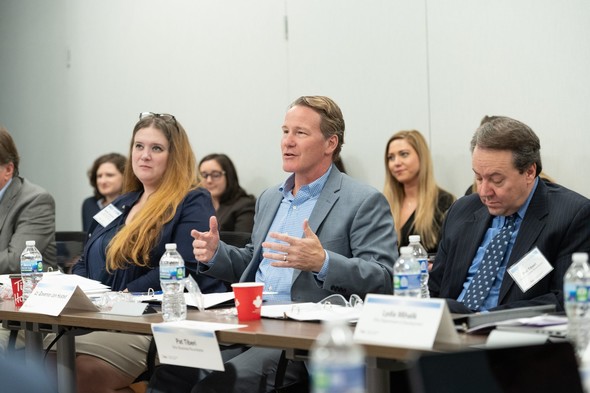 Lt. Governor speaks to members of the Governor's Executive Workforce Board during a meeting on Wednesday.