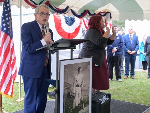 Governor DeWine speaks at the Marker Dedication Ceremony honoring William Hoy.