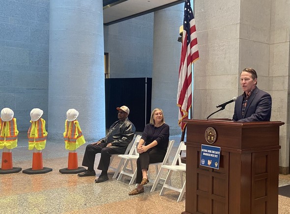 Lt. Governor Husted speaks at the National Work Zone Safety Awareness Week kick-off event at the Ohio Statehouse. 