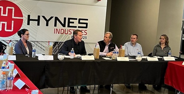 Lt. Governor Husted speaks at a roundtable discussion while visiting Hynes Industries.