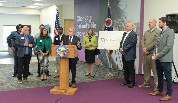 Governor DeWine speaks on Ohio's workforce during his visit to NuVasive, Inc. in Dayton.