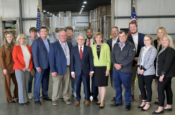 Governor DeWine and First Lady Fran DeWine pictured with representatives from The Fischer Group in Fairfield. 