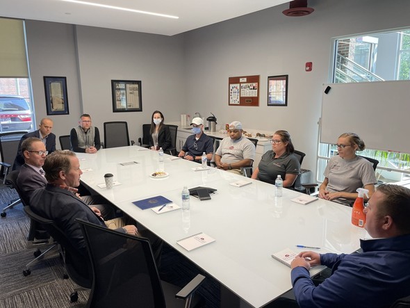 Lt. Governor speaks at a roundtable discussion at Nehemiah Manufacturing in Cincinnati.