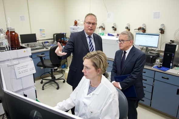 Governor Mike DeWine tours the Miami Valley Regional Crime Lab where his new?Ohio Crime Lab Efficiency Program will be utilized.