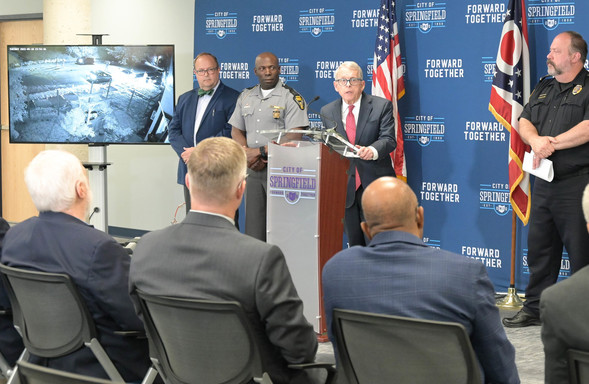 Governor DeWine speaks about the newest Violent Crime Reduction Grant Awards while in Springfield.