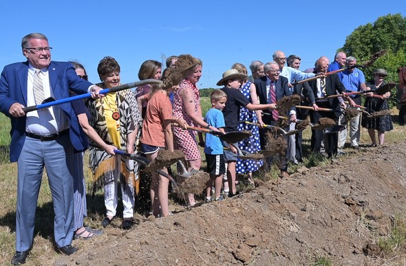 Governor and First Lade DeWine help break thee ground on the newest Ohio State Park.