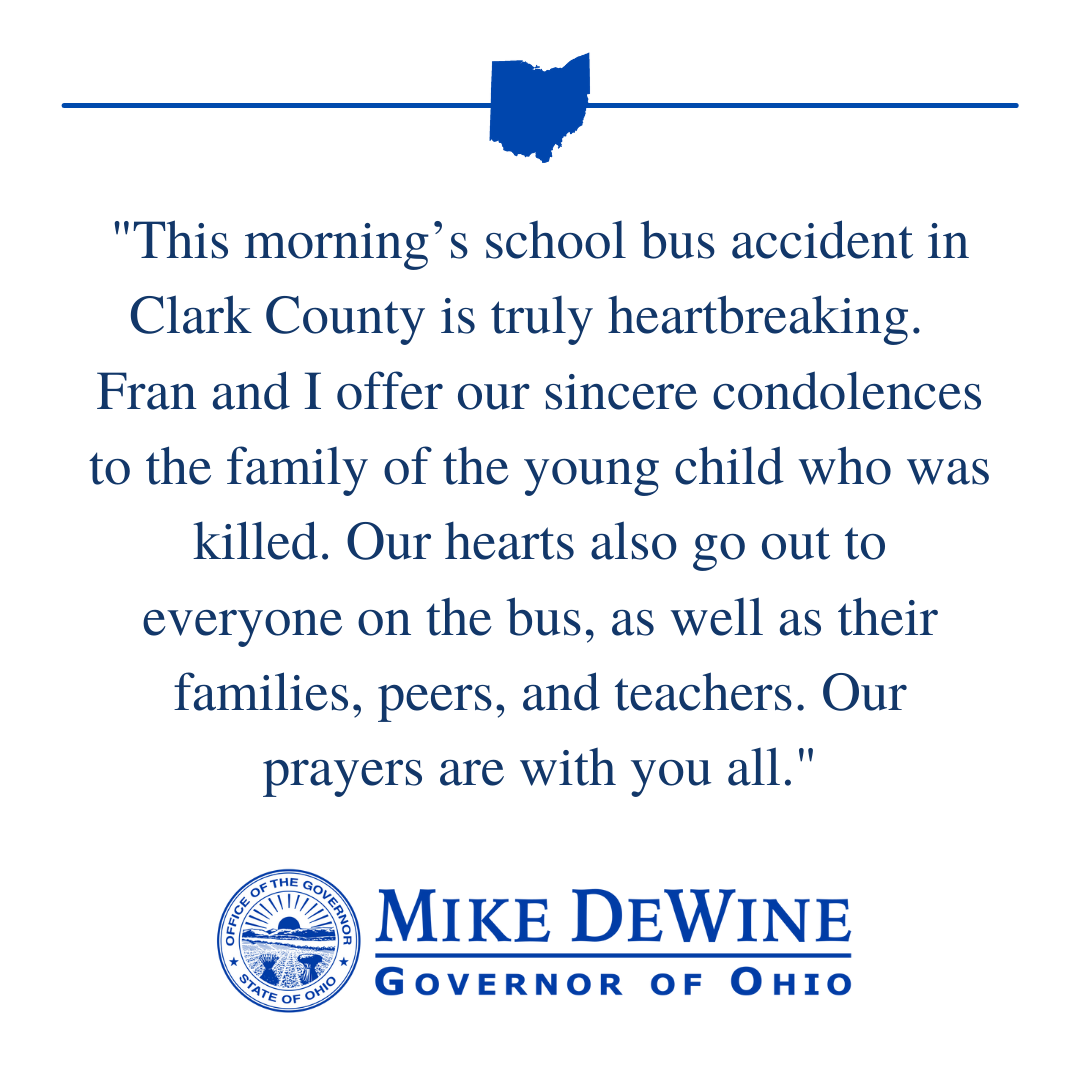 Governor DeWine's statement on Clark County bus accident 