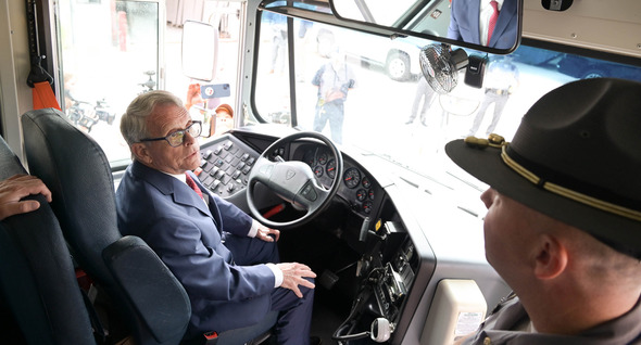 Governor DeWine reviews school bus inspection process in Mentor 