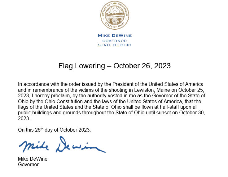 Flag Lowering Proclamation - 10/26 