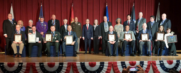 Governor DeWine with the inductees of the Ohio Veteran's Hall of Fame 2023 class. 