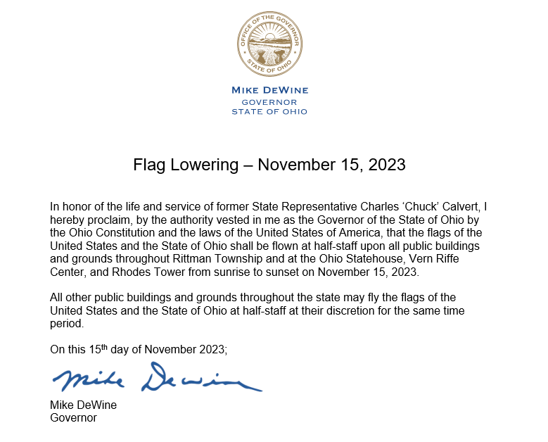 Flag Lowering ? November 15, 2023