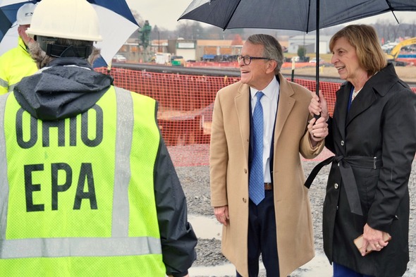 Governor DeWine and First Lady DeWine joined Ohio EPA at the site of the train derailment on East Palestine