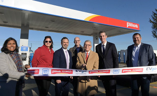 Governor DeWine celebrates first NEVI electric charging station