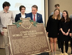 Husted speaks at CompuServe's Historical Marker Dedication in Upper Arlington