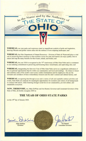 Ohio State Parks proclamation