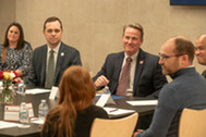 Lt. Governor Jon Husted participates in a roundtable discussion at Saint Mary Catholic School in Columbus. 