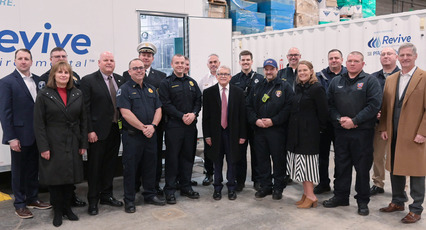 Governor DeWine pictured with firefighters from the Greater Dayton area. 