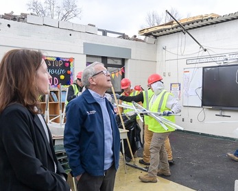 Governor DeWine tours storm damage in Proctorville. 