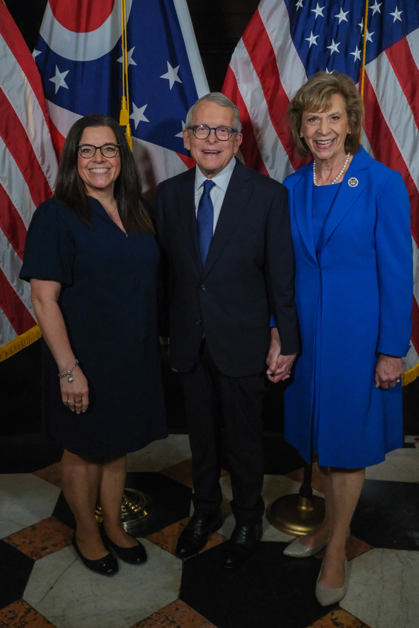 Governor and First Lady DeWine pictured with teacher.