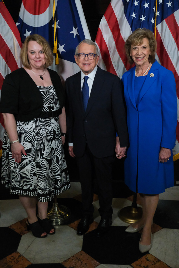 Governor and First Lady DeWine pictured with teacher.