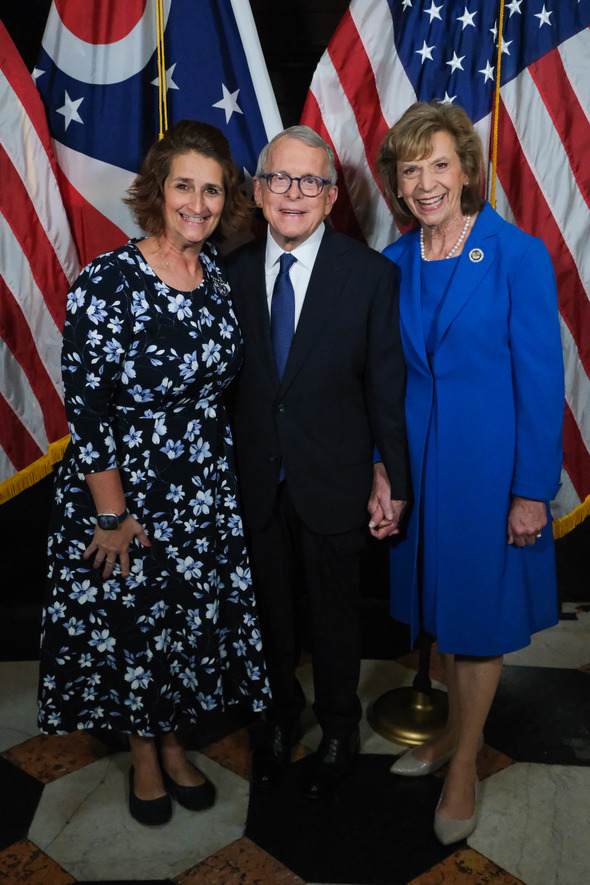 Governor and First Lady DeWine pictured with teacher