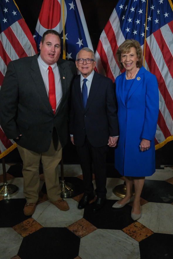 Governor and First Lady DeWine pictured with teacher