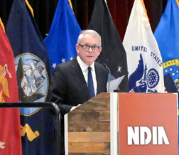 Governor DeWine speaks at the Defense Logistics Supply Chain conference. 