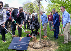 Governor DeWine plants tree for Arbor Day at Central State University