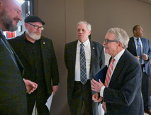 Governor DeWine speaks with filmmakers. 