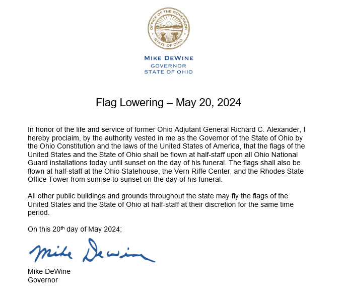 Flag lowering May 20, 2024