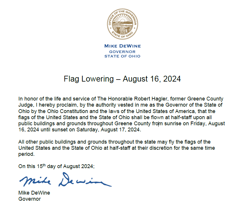 Flag lowering August 16