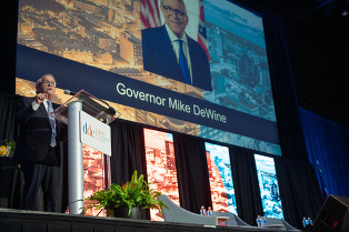 DeWine at podium