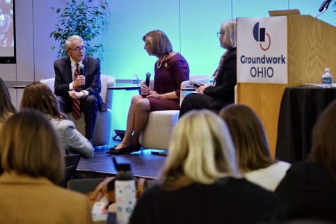 Governor and First Lady DeWine speaking at Momentum: Writing the Next Chapter for Ohio's Youngest Children with Groundwork Ohio.