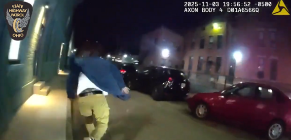 Screenshot of man fleeing from law enforcement