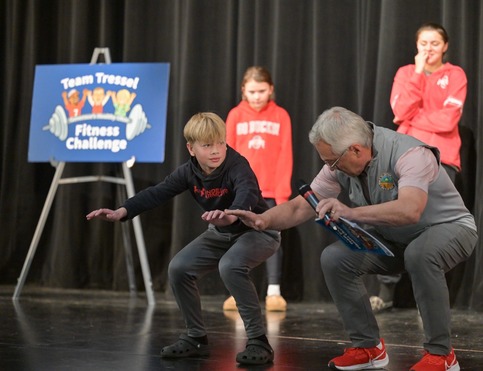 Lt. Governor Tressel doing a squat.