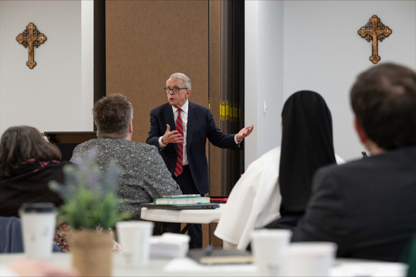 Governor DeWine speaking to Ohio’s Catholic school leaders.
