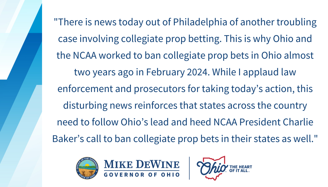 Governor DeWine Statement on College Basketball Points-Shaving Indictments