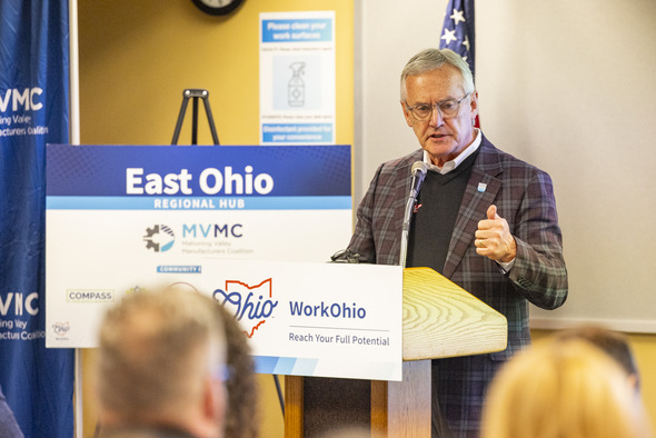 Lt Governor Jim Tressel Speaks at WorkOhio Kickoff Event in Warren, Ohio