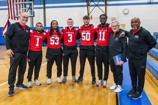 Lt. Governor Tressel, Rio Grande University and their head coach, Mike Bartum talking about the Team Tressel Fitness Challenge 