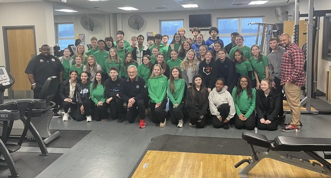 Lt. Governor Tressel with Sports Health students from the Greene County Career Center.