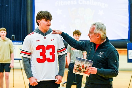 Lt. Governor Tressel with a student from Bath Middle School in Lima