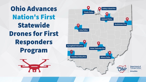 Ohio Statewide Drone First Responder (DFR) Pilot Program Launch Map