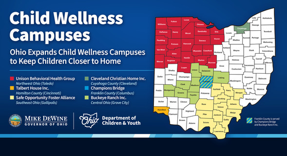 Ohio Expands Child Wellness Campuses to Keep Children Closer to Home - Map of Ohio