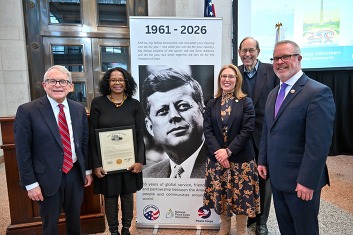 Governor DeWine posting at the U.S. Peace Corps 65th anniversary at the Ohio Statehouse.