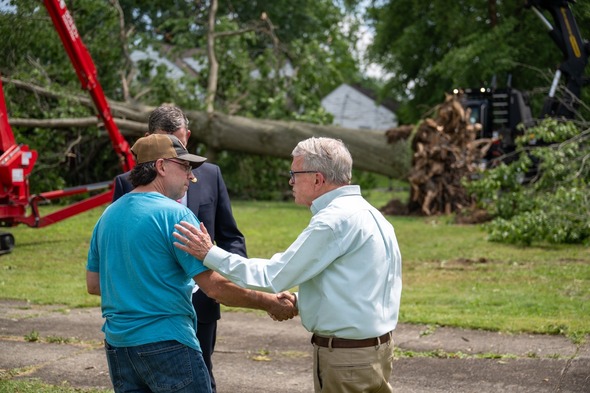 Governor DeWine looking over storm damages in Mahoning County.