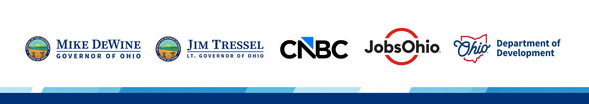 Logos: Gov. DeWine, Lt. Gov. Tressel, CNBC, JobsOhio, Ohio Dept. of Development