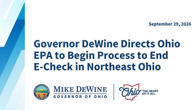 Governor DeWine Directs Ohio EPA to Begin Process to End E-Check in Northeast Ohio